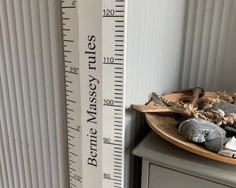 Handpainted Wooden Height Chart Ruler – Distressed Beach Hut Decor| kids room