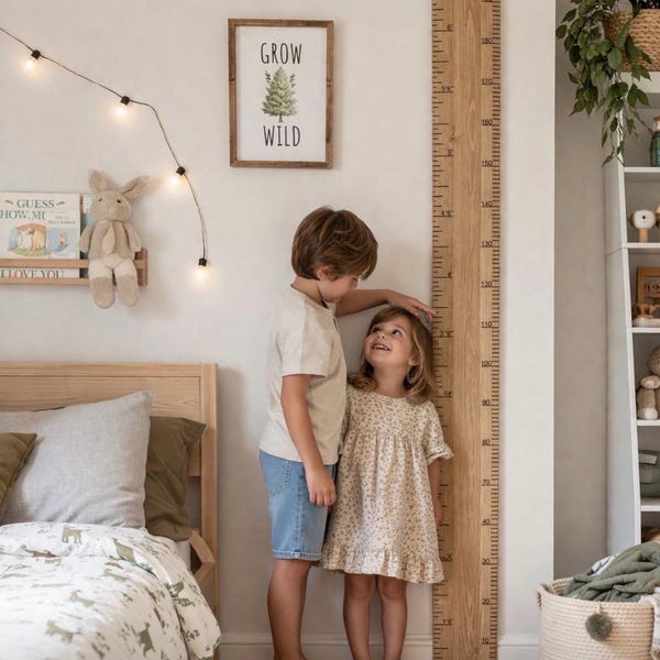 Personalised Wooden Height Chart Ruler | Handmade Family Growth Tracker