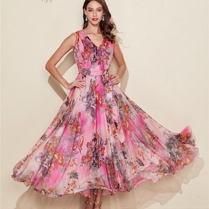 110 Colors Chiffon Pink Flower Long Party Evening Wedding Lightweight  Maternity Dress Sundress Summer Dress Bridesmaid  Maxi Skirt
