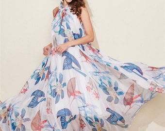 Summer Floral Chiffon Dress,long Dress,flowy Maxi Dress,evening Dress,party Dress,summer Dress - Etsy Summer Floral Chiffon Dress,long Dress,flowy Maxi Dress,evening Dress,party Dress,summer Dress - Etsy