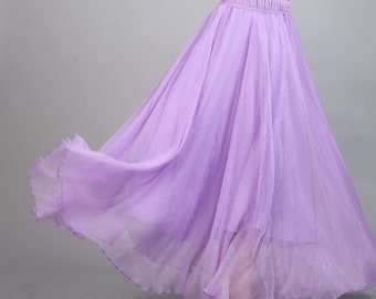 100+ Couleurs Chiffon Haute Qualité Purple Long Party Skirt Evening Wedding Lightweight Summer Holiday Beach Bridesmaid Maxi Skirt