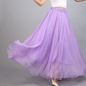 Purple Chiffon Maxi Skirt: Lightweight Bridesmaid Party Skirt