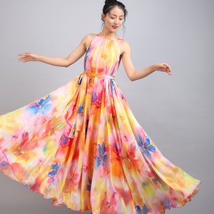 110 Colors Chiffon Orange Flower Long Dress Maxi Dress - Etsy