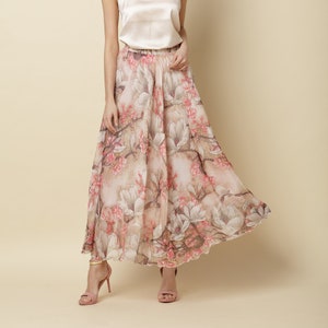 Floral Chiffon Maxi Skirt: Long Pleated Sundress