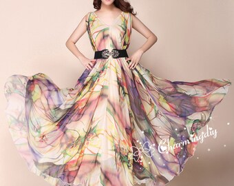 floral chiffon dress designs