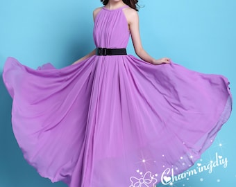 110 Colors Chiffon Eggplant Purple Party Dress Evening Wedding Sundress Maternity Dress Summer Beach Dress Bridesmaid Dress Maxi Skirt J019