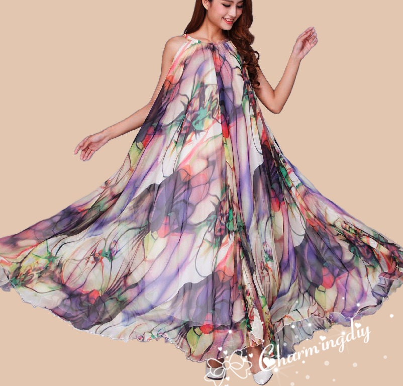 Chiffon Floral Maxi Dress: Lightweight Summer Wedding Gown