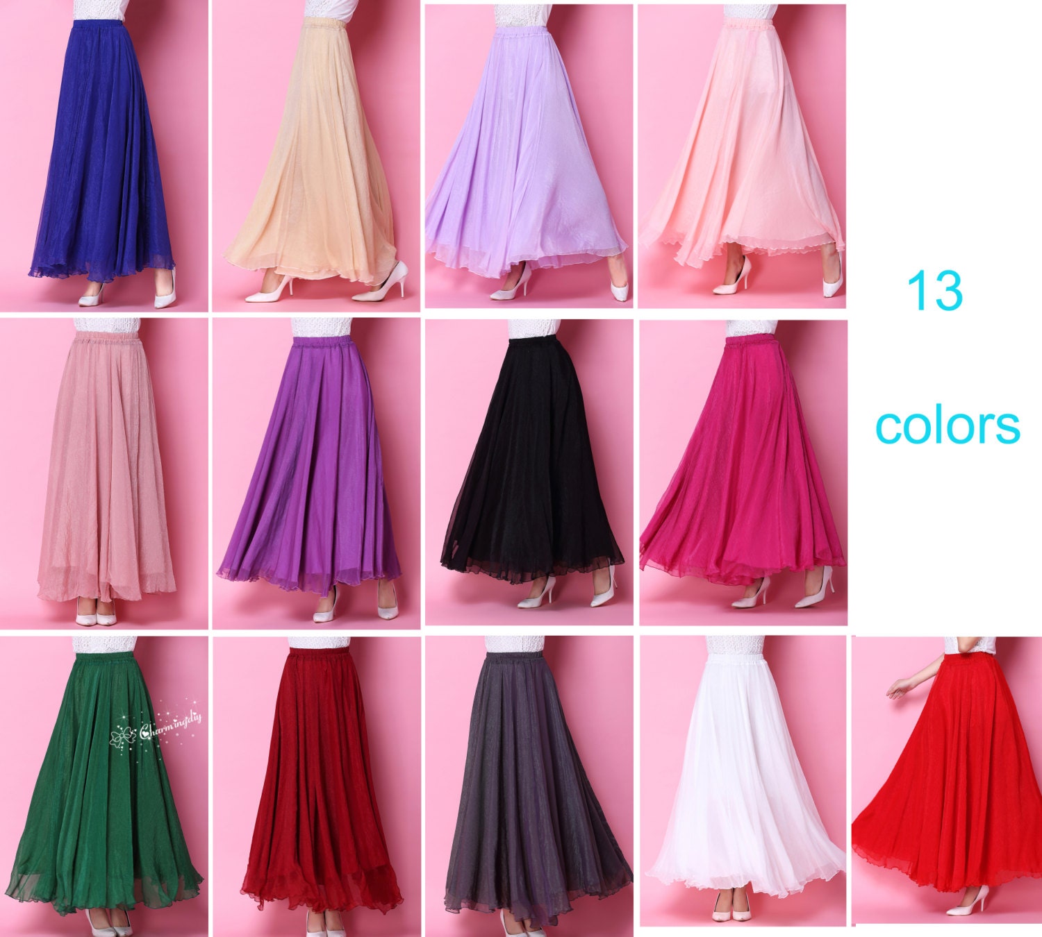 110 Colors Chiffon Emerald Green Long Party Skirt Evening - Etsy