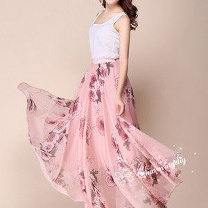 Rosa Chiffon Maxi Rock: Sommer Strand Sommerkleid