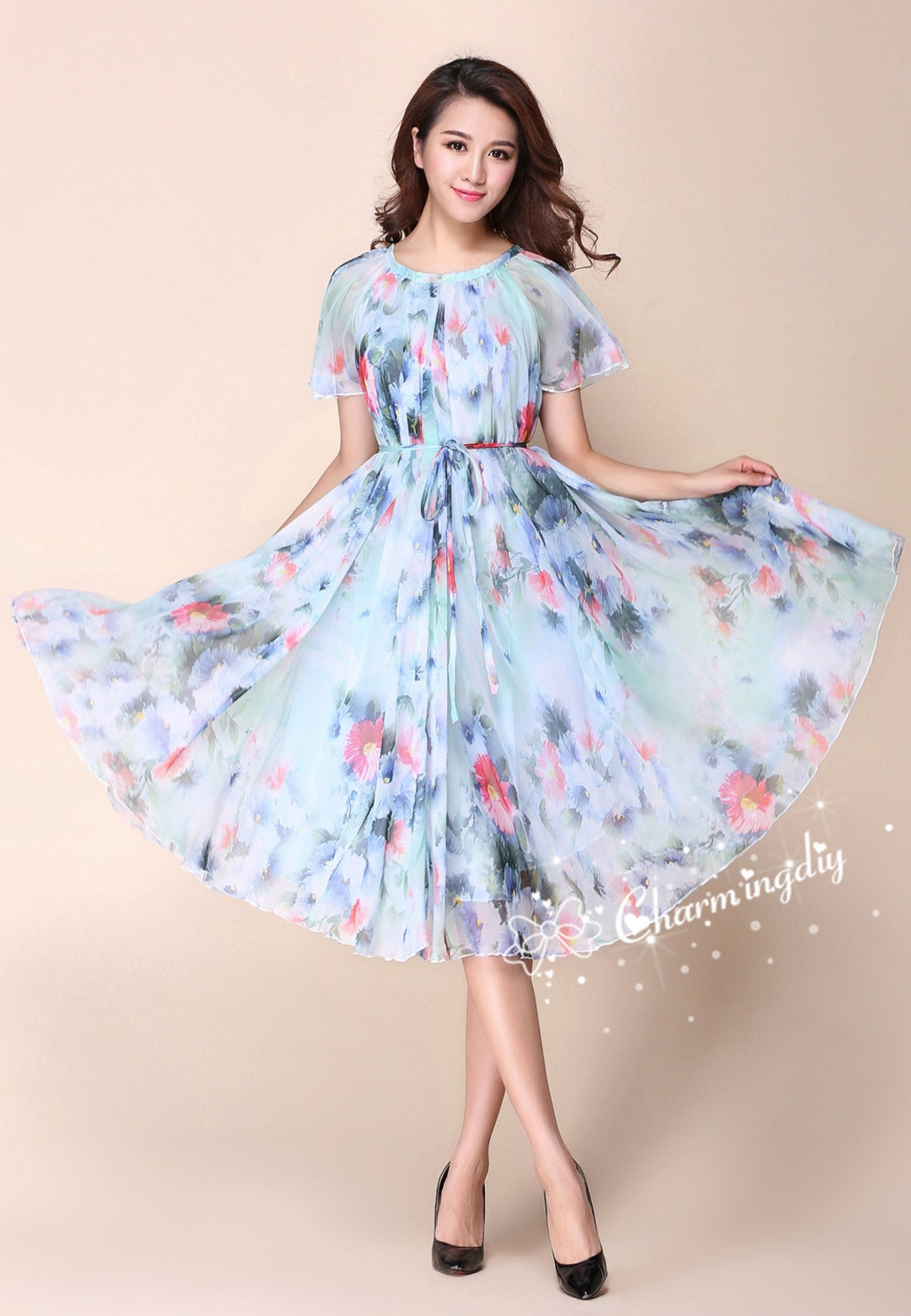 indian chiffon dresses Aqua Geometric Maxi Dress Color:Sage and Champagne Bouquet Discover this aqua blue Pastel Bridesmaid Dress Cold Shoulder