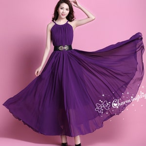 110 Colors Chiffon Dark Purple Long Party Dress Evening - Etsy