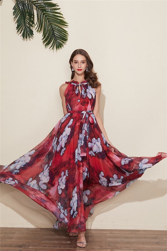 white christmas dresses Midi dress in printed caldero chiffon main image 1