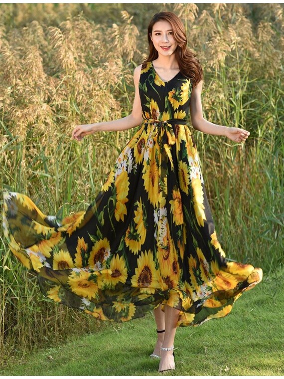 black and yellow sundress