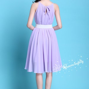 110 Colors Chiffon Light Purple Knee Dress, Party Dress, Wedding Lightweight Sundress Summer Holiday Beach Dress Bridesmaid Dress Skirt image 5