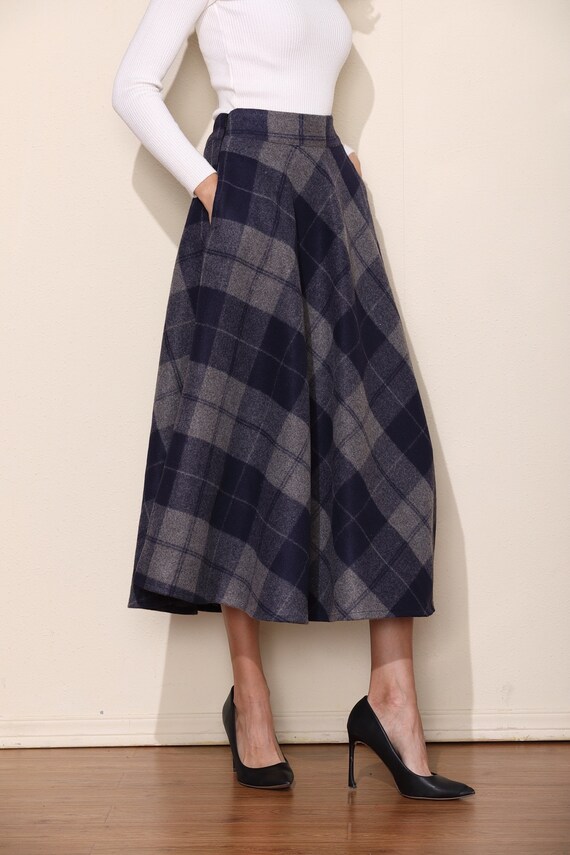 Blue long wool skirt hotsell
