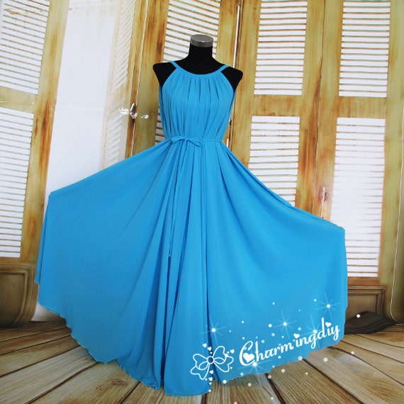 sachin and babi light blue dress Sky Blue Long Chiffon Prom Dress with Sleeves Formal Dress PG803 US12 / Sky Blue