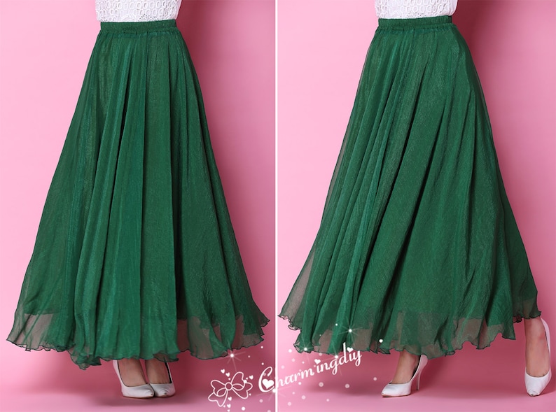 emerald green maxi skirt