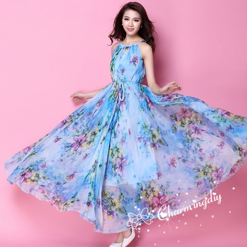 110 Colors Chiffon Flower Long Party Dress Evening Wedding - Etsy