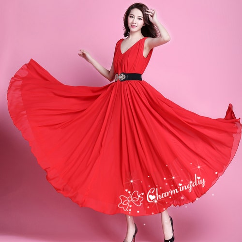 110 Colors Chiffon Flower Long Party Dress Evening Wedding - Etsy