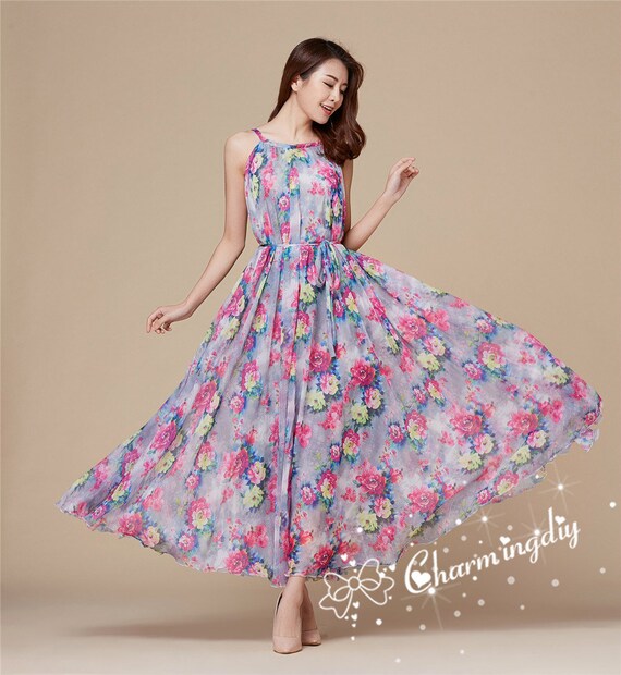 ladies chiffon summer dresses Gardenwed Womens Casual Summer Fall Chiffon Floral V Neck Short Sleeve  Smocked Wedding Guest Midi Dress Blue Dandelion M at Amazon Women's  Clothing store