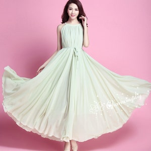 110 Colors Chiffon Light Green Long Party Dress Evening Wedding Maternity Sundress Summer Holiday Beach Dress Bridesmaid Dress Maxi Skirt
