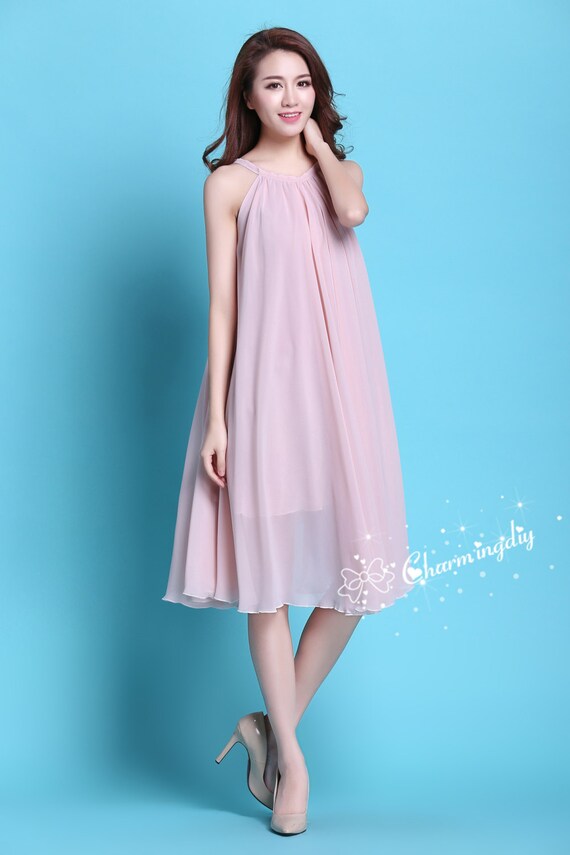 Pink Chiffon Party Dress: Lightweight Bridesmaid Skirt