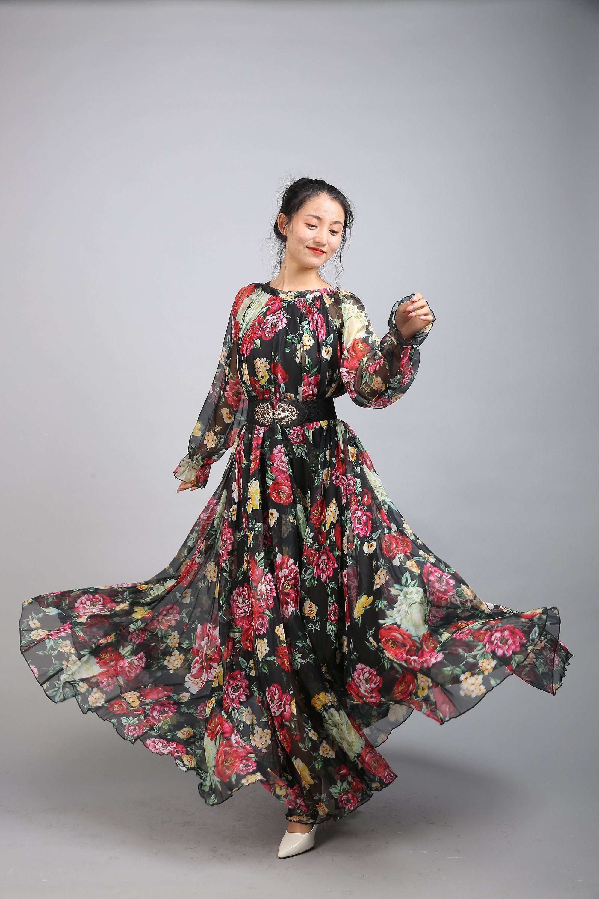 Robe Longue Rosamosario En Soie Et Dentelle - Rouge Et Noir - Taille S - Neuf Sans étiquettes