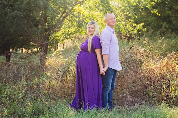 Chiffon Maternity Dress: Dark Purple Maxi Gown, Baby Shower Dress Chiffon Maternity Dress: Dark Purple Maxi Gown, Baby Shower Dress