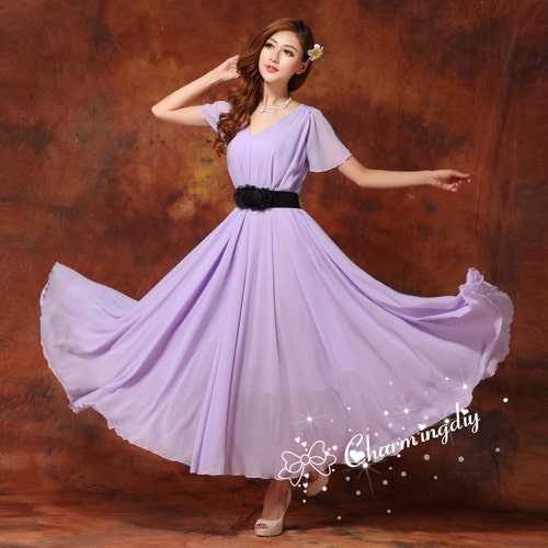 light purple long sleeve dress