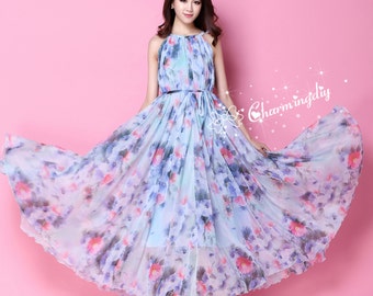 INC International Concepts Blue Pink Floral Chiffon High Low Maxi Dress,  14W - Etsy