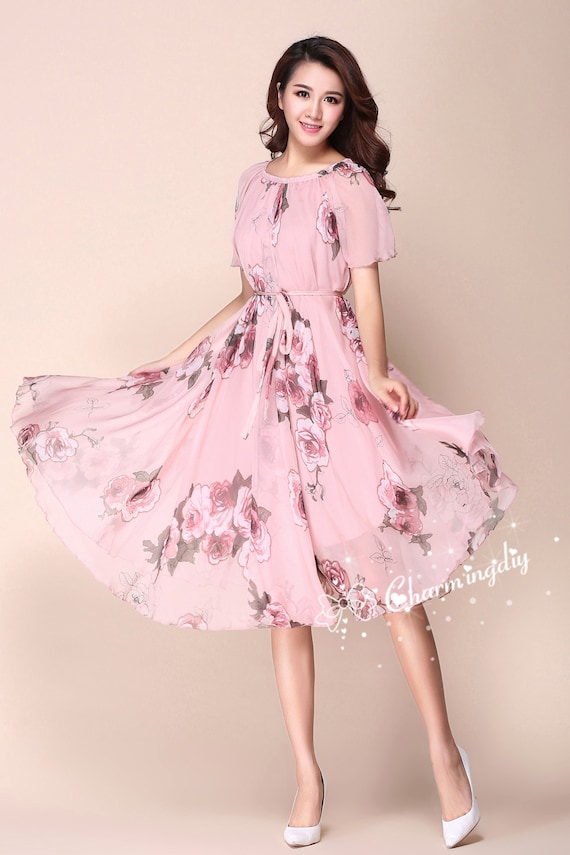 Chiffon dusty rose dress discount