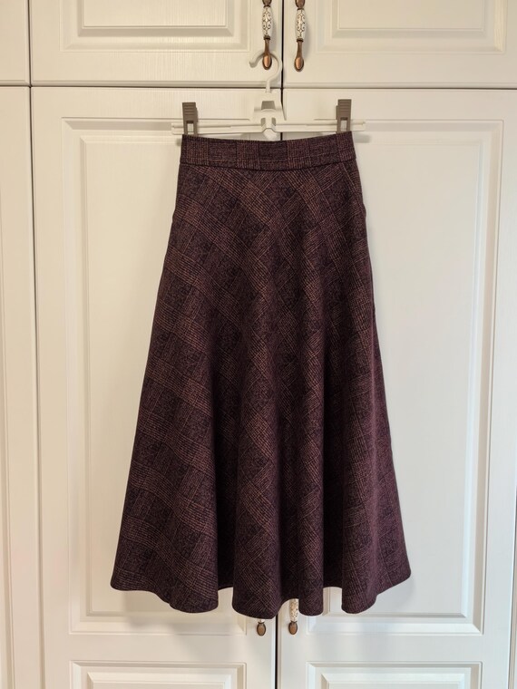 Coffee Grid Wool Skirt Long Woolen Wool Party Skirt Evening Wedding Big Hem  Dress Women Skirt Maxi Skirt Custom Size