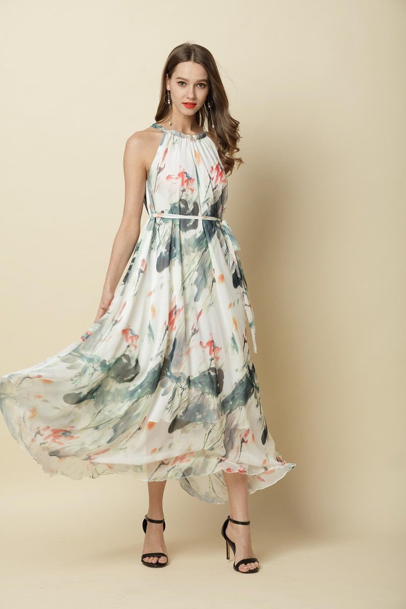 110 Colors Chiffon Flower Long Party Dress Evening Wedding Maternity Lightweight Sundres Holiday Beach Bridesmaid Dress Maxi Skirt J001