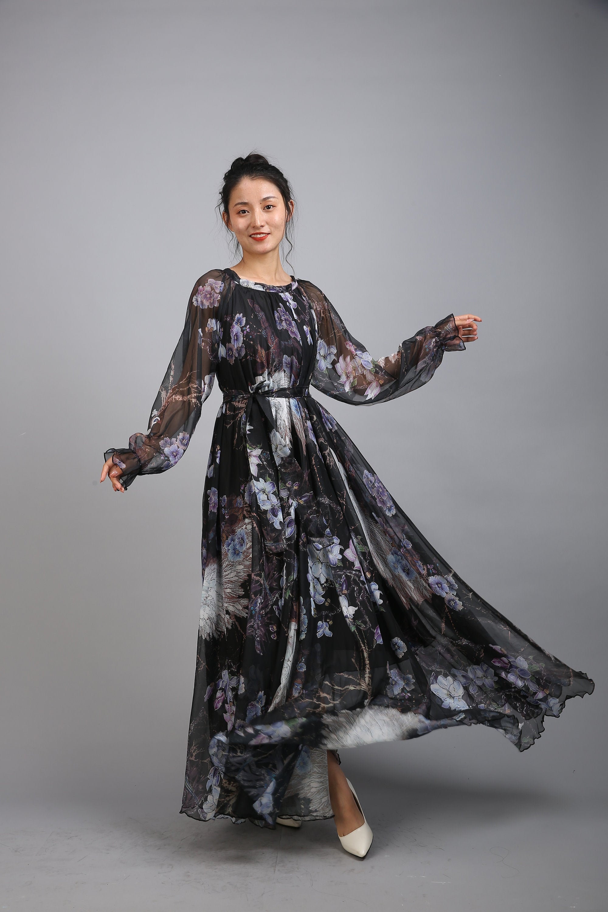 Full sleeve chiffon store maxi dress