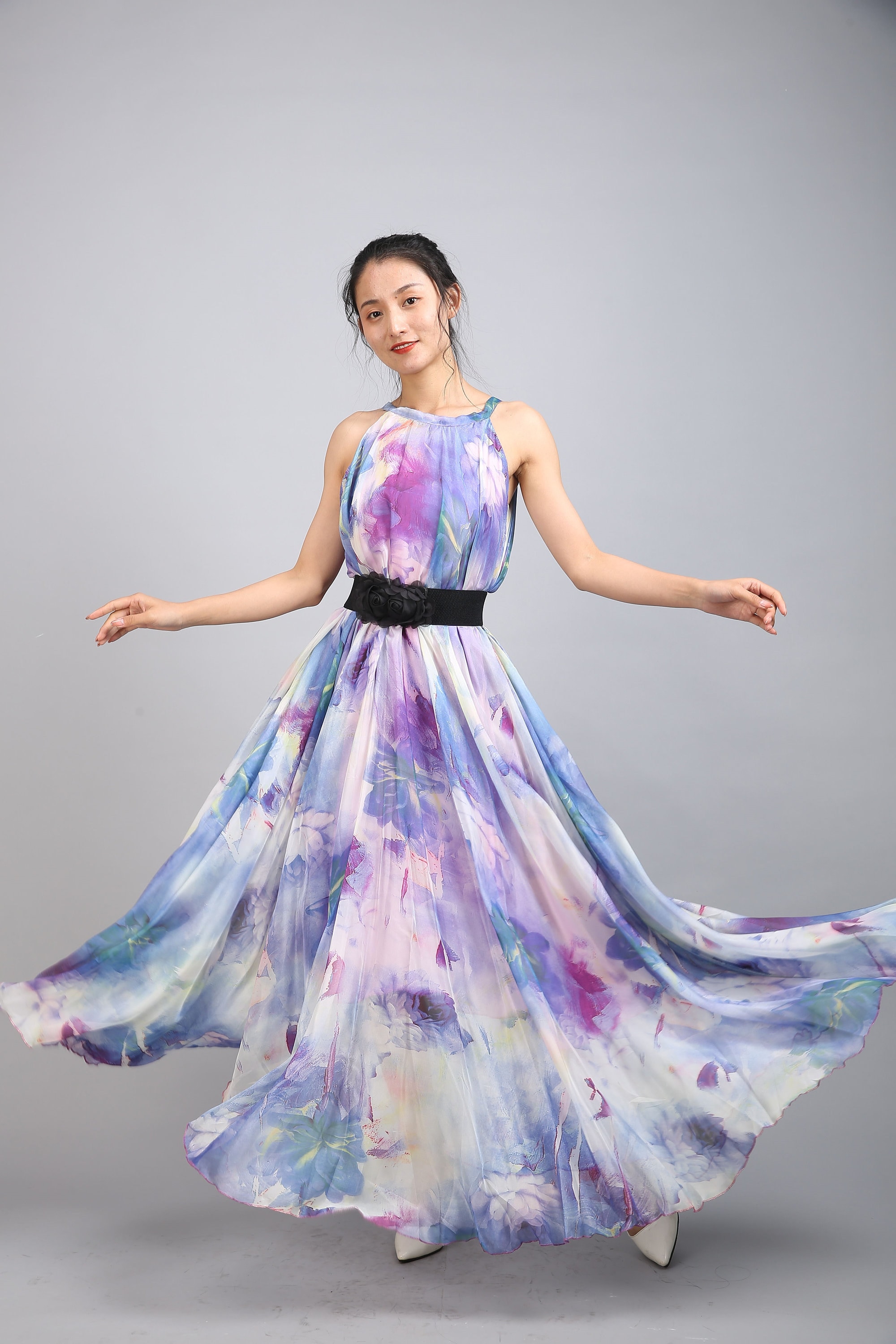 sachin and babi light blue dress Purple Floral Maxi Dress, Flowers Long Spaghetti Straps Women Sleeveless  Casual Cute Designer Plus Size Cocktail Summer Fall Party Designer