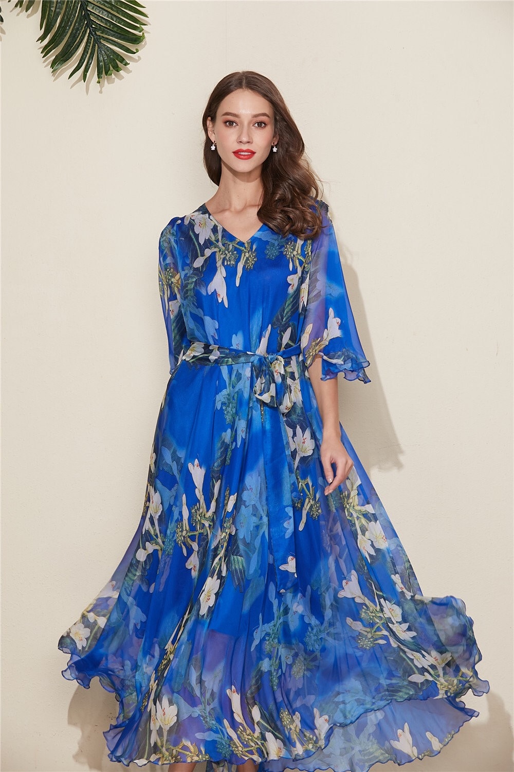Short Front Long Back Chiffon Dresses Blue main image 1