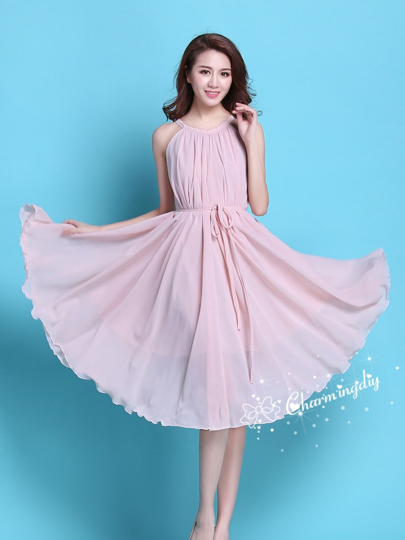110 Colors Chiffon Pink Knee Skirt Party Dress Evening Wedding - Etsy