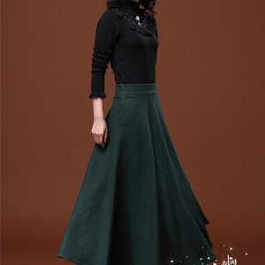 7 Colors Autumn Dark Green Wool Skirt Long Woolen Wool Party Skirt Evening Wedding Big Hem Dress Women Skirt Maxi Skirt Custom Size