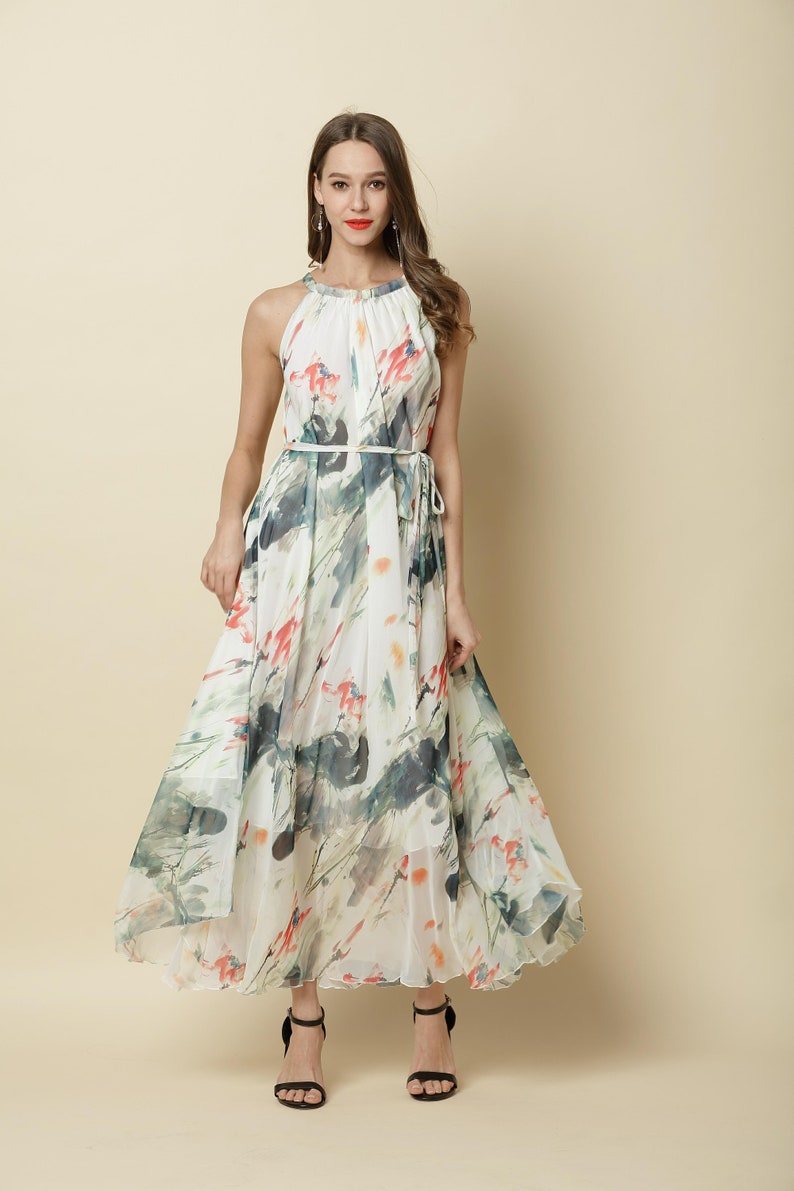 110 Colors Chiffon Flower Long Party Dress Evening Wedding Maternity Lightweight Sundres Holiday Beach Bridesmaid Dress Maxi Skirt J001