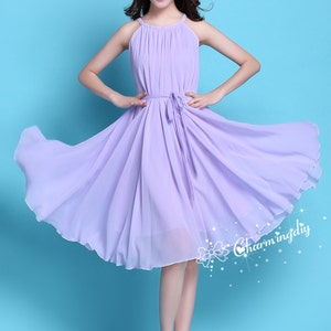 110 Colors Chiffon Light Purple Knee Dress, Party Dress, Wedding Lightweight Sundress Summer Holiday Beach Dress Bridesmaid Dress Skirt image 4