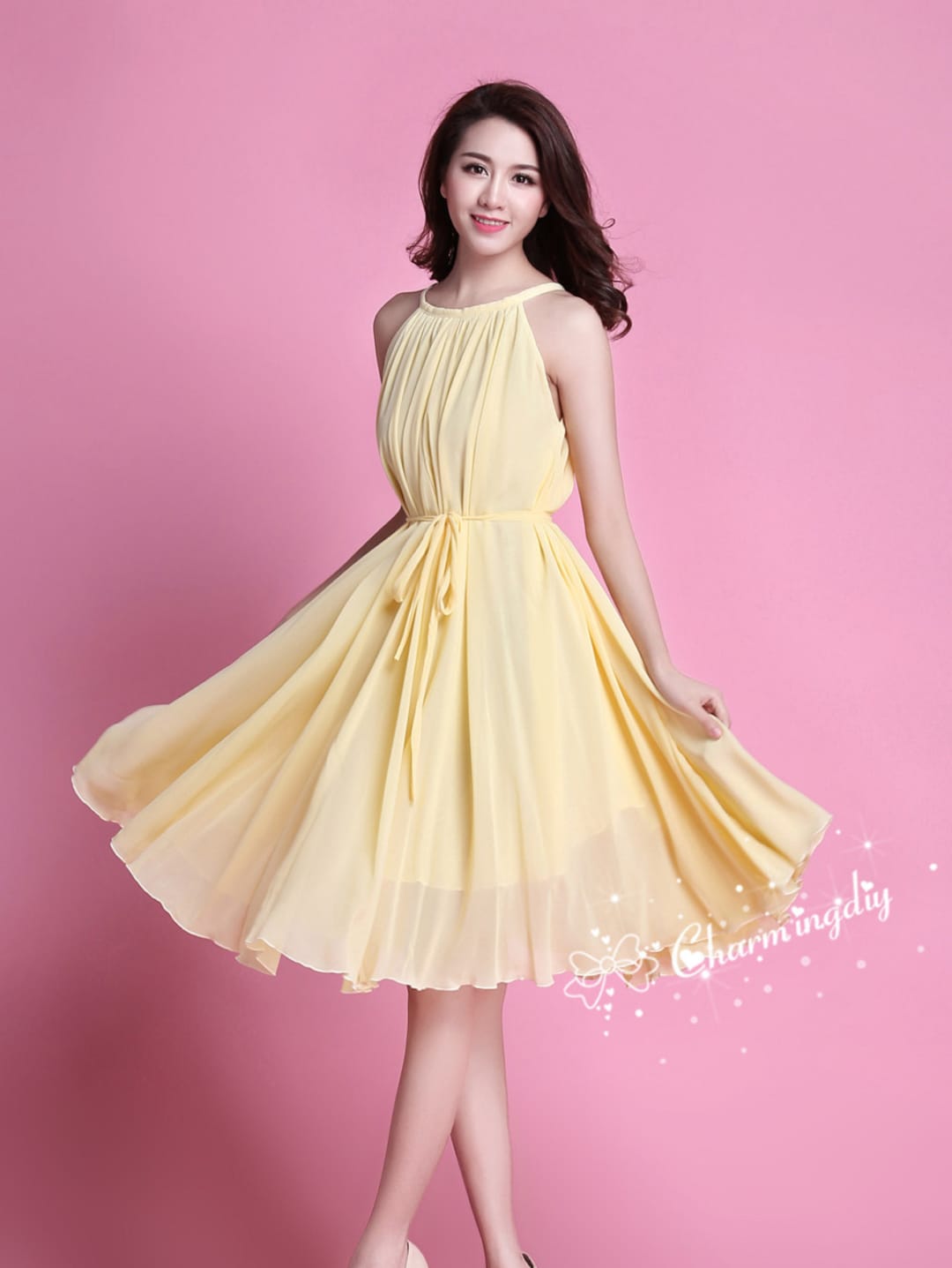 Light lemon cheap color dress