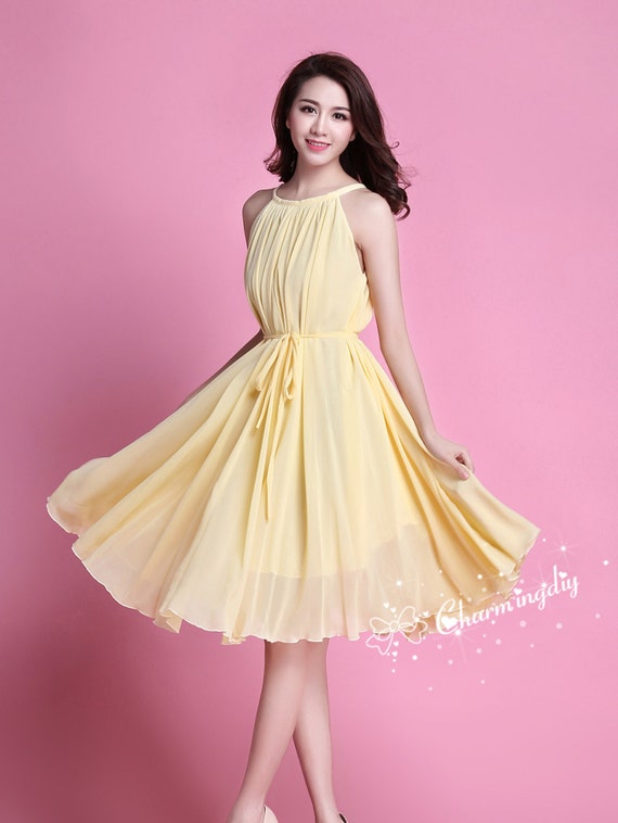 Lemon Yellow Chiffon Evening Dress,Tea Length Bridal Party Dress,maid Of  Honor Dresses (BM876T) – DaisyFormals-Bridesmaid and Formal Dresses in 59+  Colors