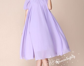 sachin and babi light blue dress Lavender Short Ruffle Sleeve High Neck Smocked Midi Dress main image 1