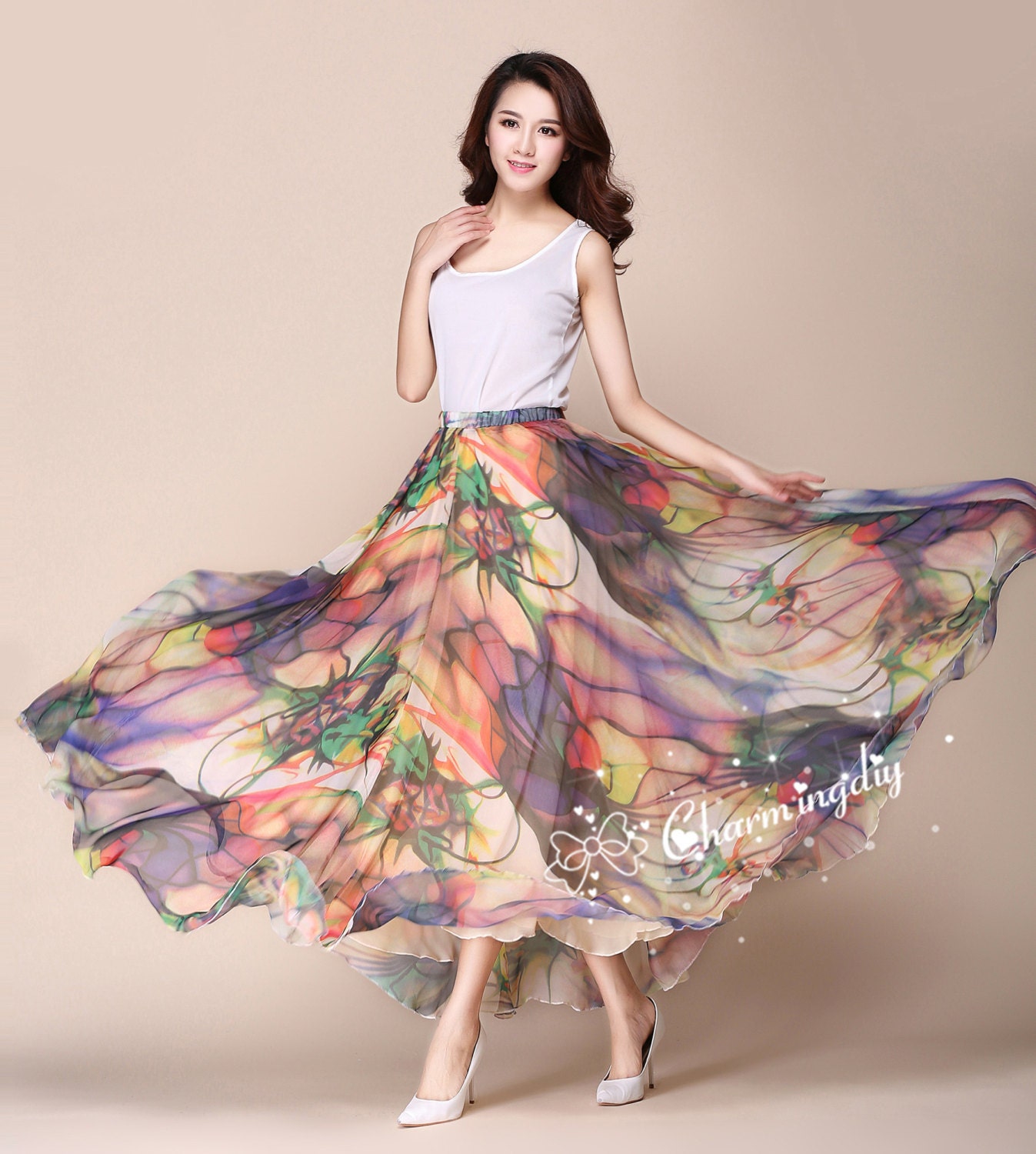 110 Colors Chiffon Skirt Long Maxi Sundress Beachdress