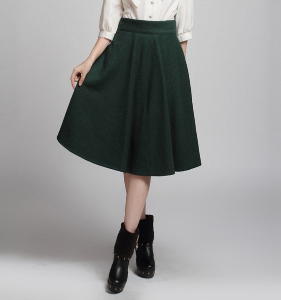 Dark Green Women Wool Knee Skirt Woolen Wool Party Skirt Evening Wedding Big Hem Dress Women Skirt Maxi Skirt Custom Size Etsy Israel