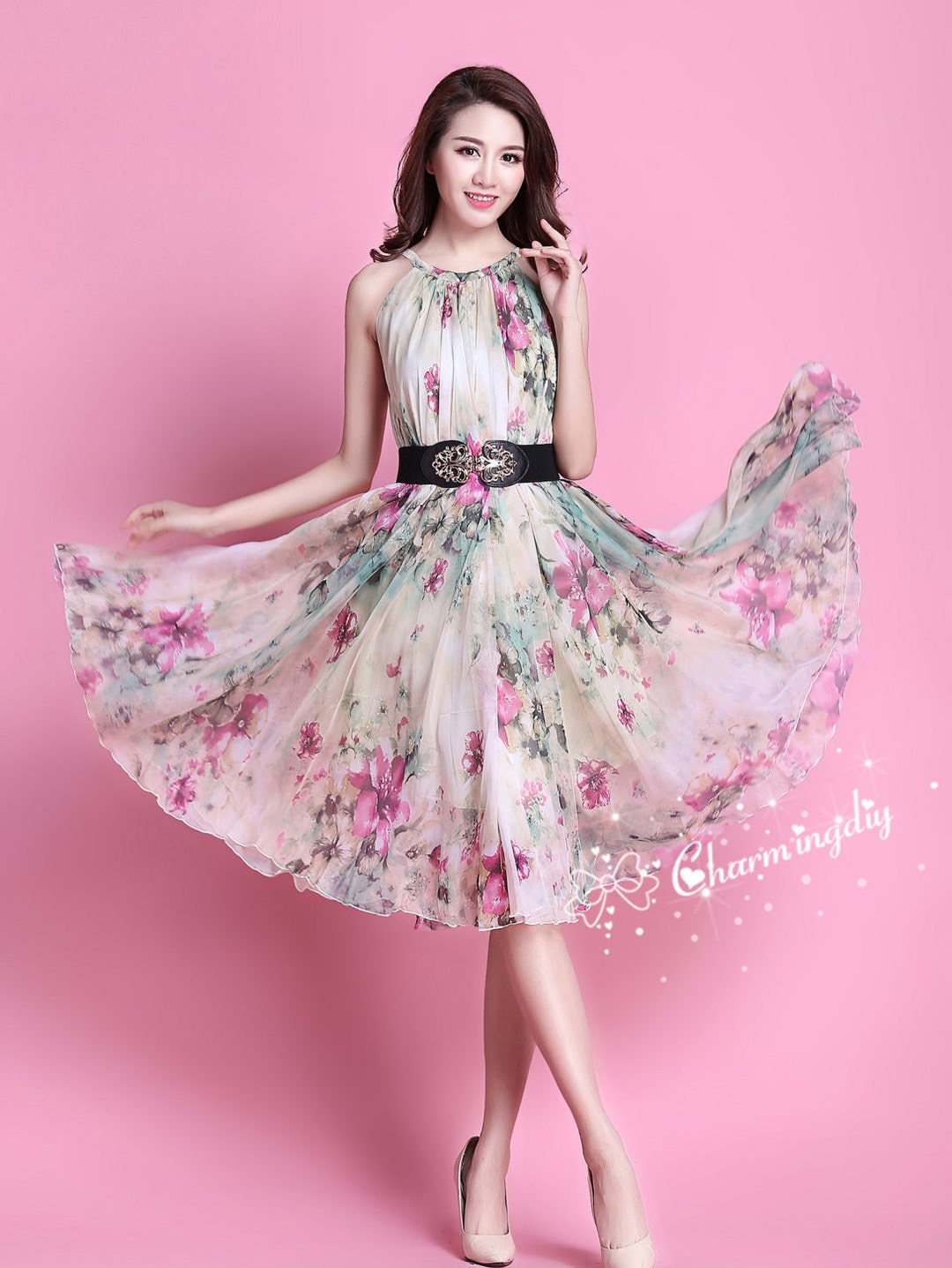 short drop waist dress Roya Ditsy Blue Floral Mini | Sky to Moon| Size M | Slouchy, Waist, Off Shoulder, Smocked attribute:occasion:party William Black Comfort Blend Size CN/US:M / 4~6 MATERIAL POLYESTER