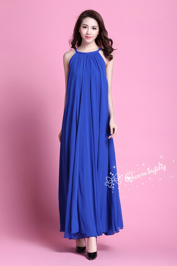Buy 90 Colors Chiffon Blue Long Party Dress Evening Wedding Sundress Summer Holiday  Maternity Dress Beach Dress Bridesmaid Dress Maxi Skirt J009 Online in  India - Etsy
