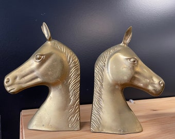 Vintage Brass Horse BookEnds statues
