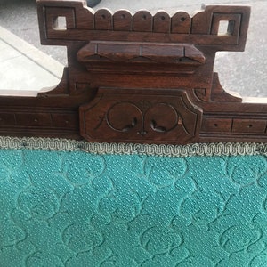 Teal Turquoise Antique Carved Wood Side Chair w/front casters image 4