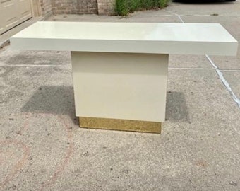 Vintage Formica Modern Contemporary Floating Console Sofa Table & end table w/ gold trim